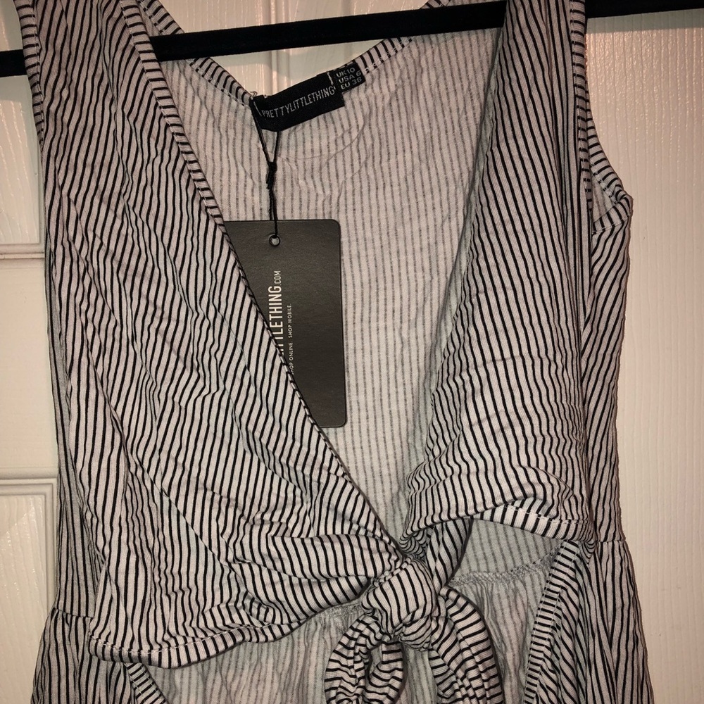 Black and white stripe romper